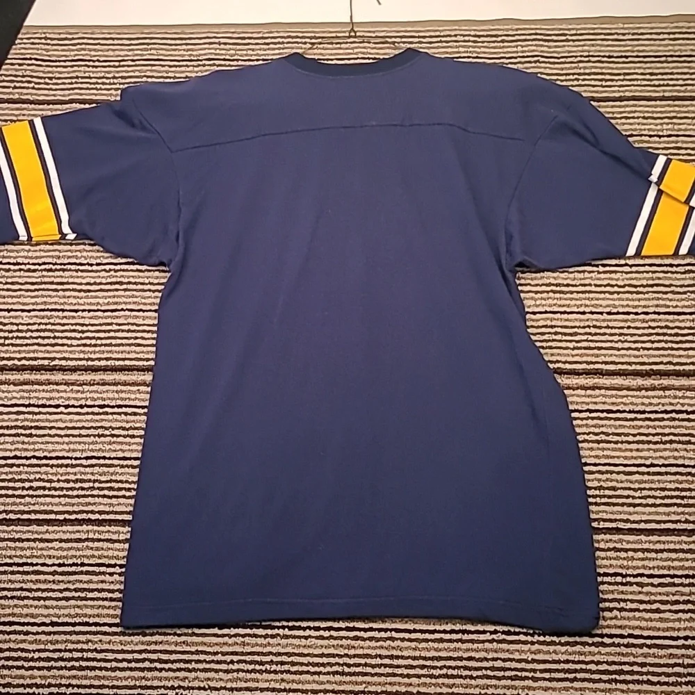 CHAMPION CAT Diesel Power Blue Gold Cotton Blend XL Short‎ Sleeve Shirt VTG 80s - Picture 8 of 8